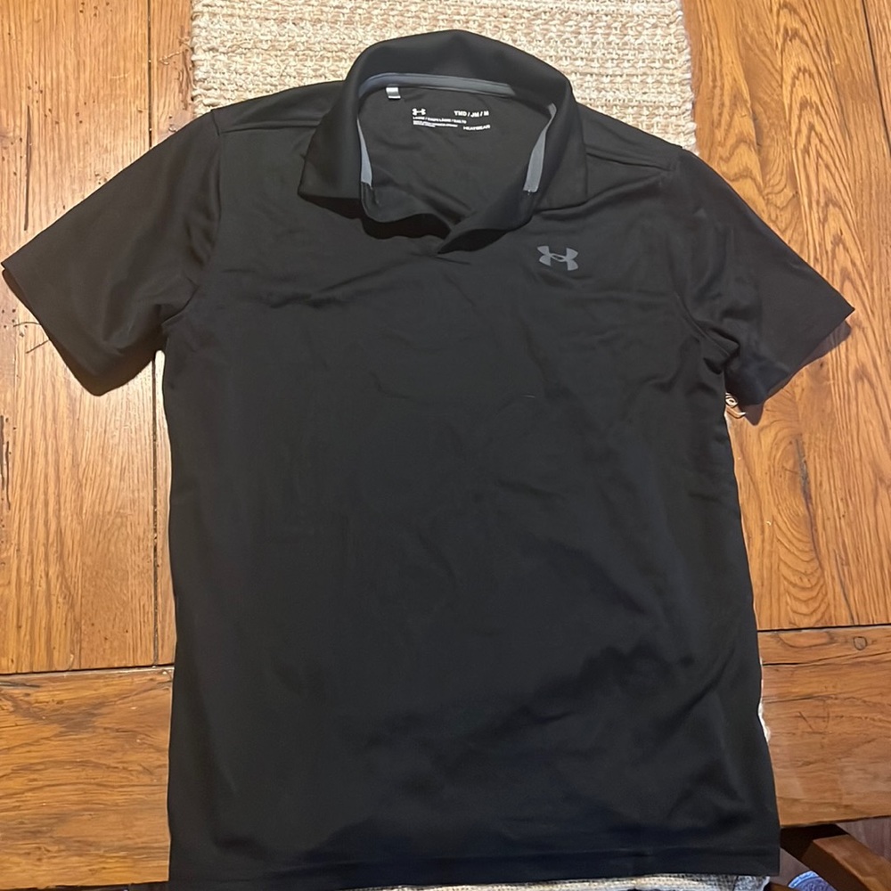 Boys Black under armour polo